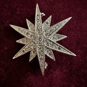 Vintage Starburst Silver Brooch 925 Sterling Silver